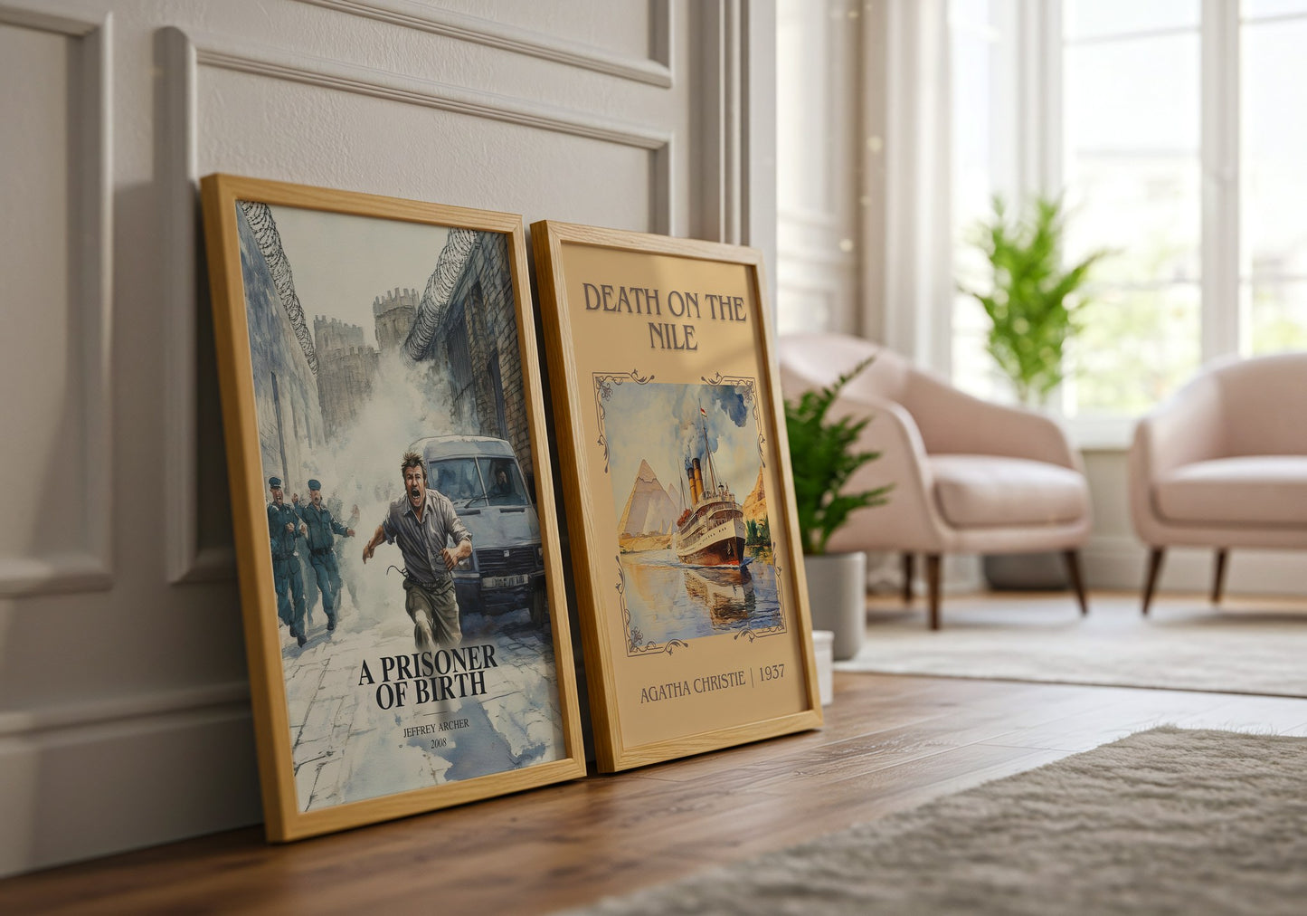 A Prisoner Of Birth watercolour print framed by window – literary home decor