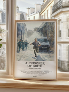 A Prisoner of Birth Bookish Wall Art by Jeffrey Archer – framed print by a bright window