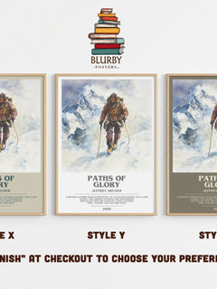 Paths of Glory Bookish Wall Art by Jeffrey Archer – Style X, Y and Z side by side – choose your finish