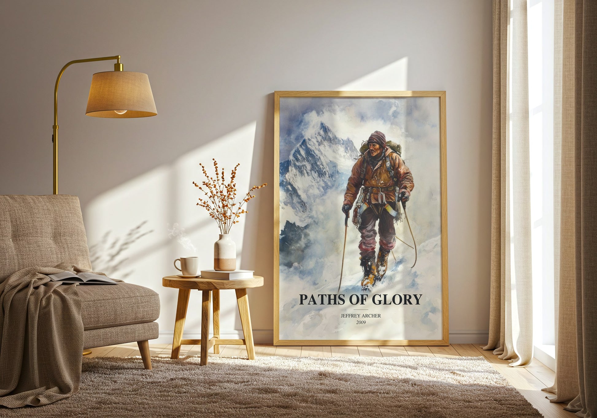 Paths Of Glory watercolour print in frame leaning in hallway – historical fiction wall art