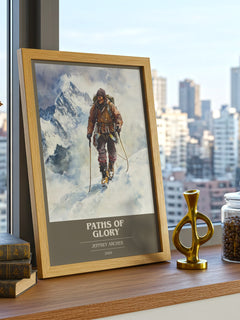 Paths of Glory Book Cover Poster by Jeffrey Archer – framed print on a city-view windowsill