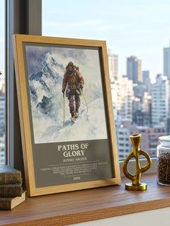 Paths of Glory Bookish Wall Art by Jeffrey Archer – framed print on a city-view windowsill