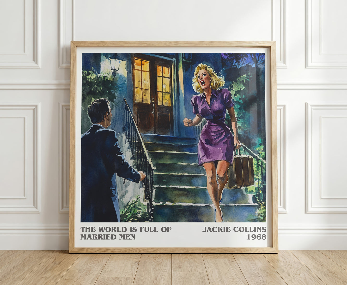 The World is Full of Married Men literary print in frame leaning in hallway – romance wall art