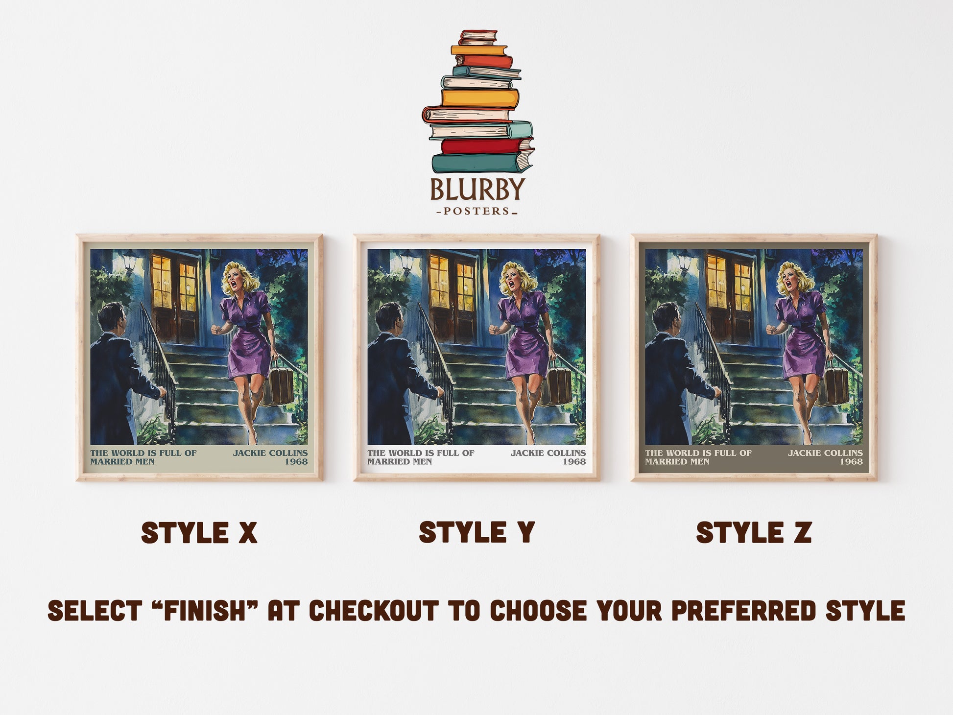 The World is Full of Married Men literary art print colour and style options – Jackie Collins book art