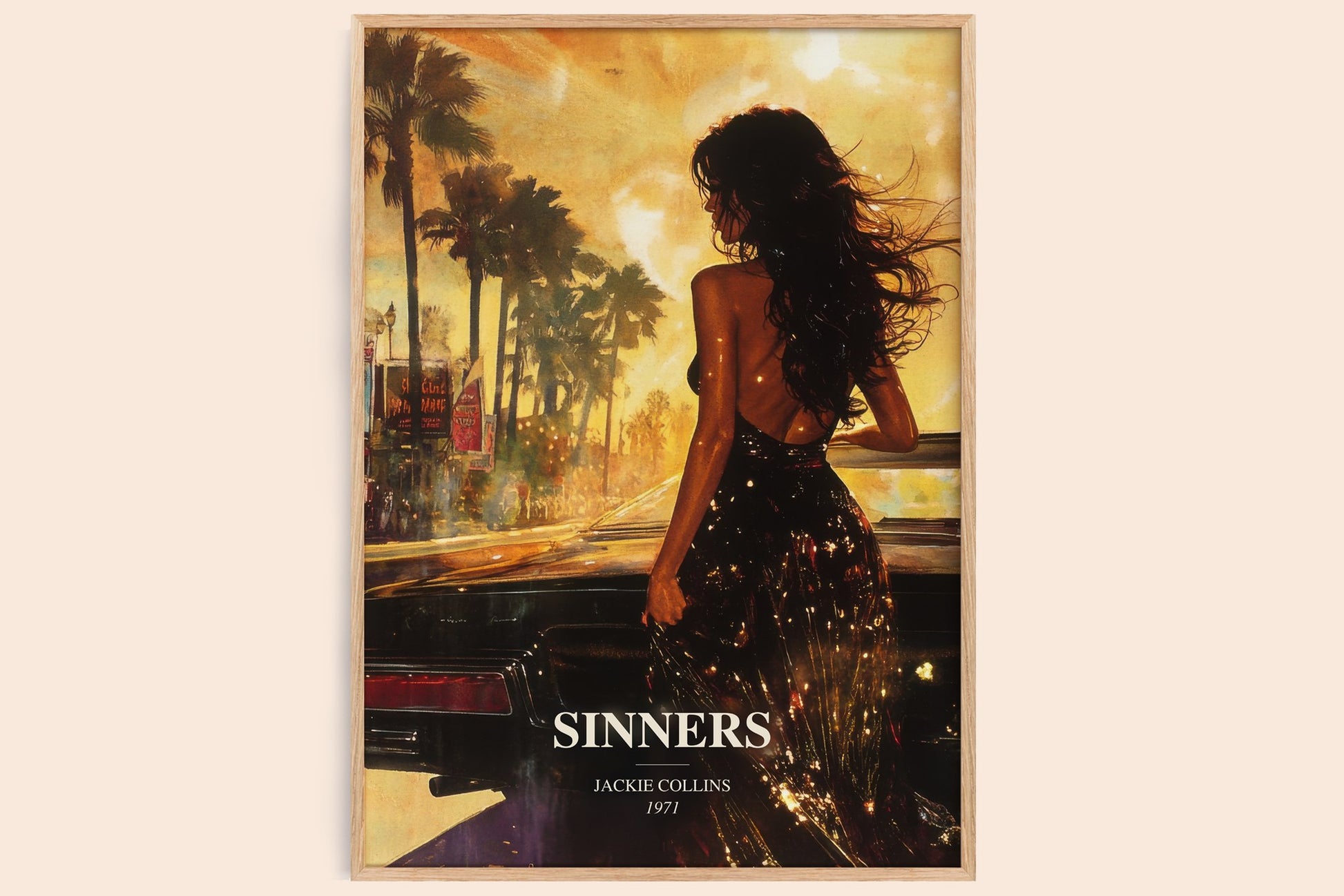 Sinners watercolour book poster by Jackie Collins – framed literary art print