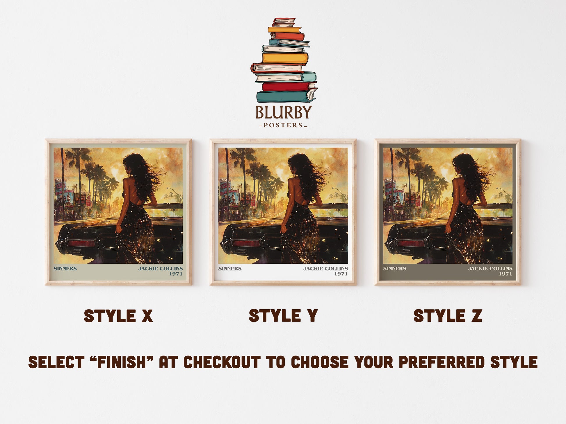 Sinners literary art print colour and style options – Jackie Collins book art
