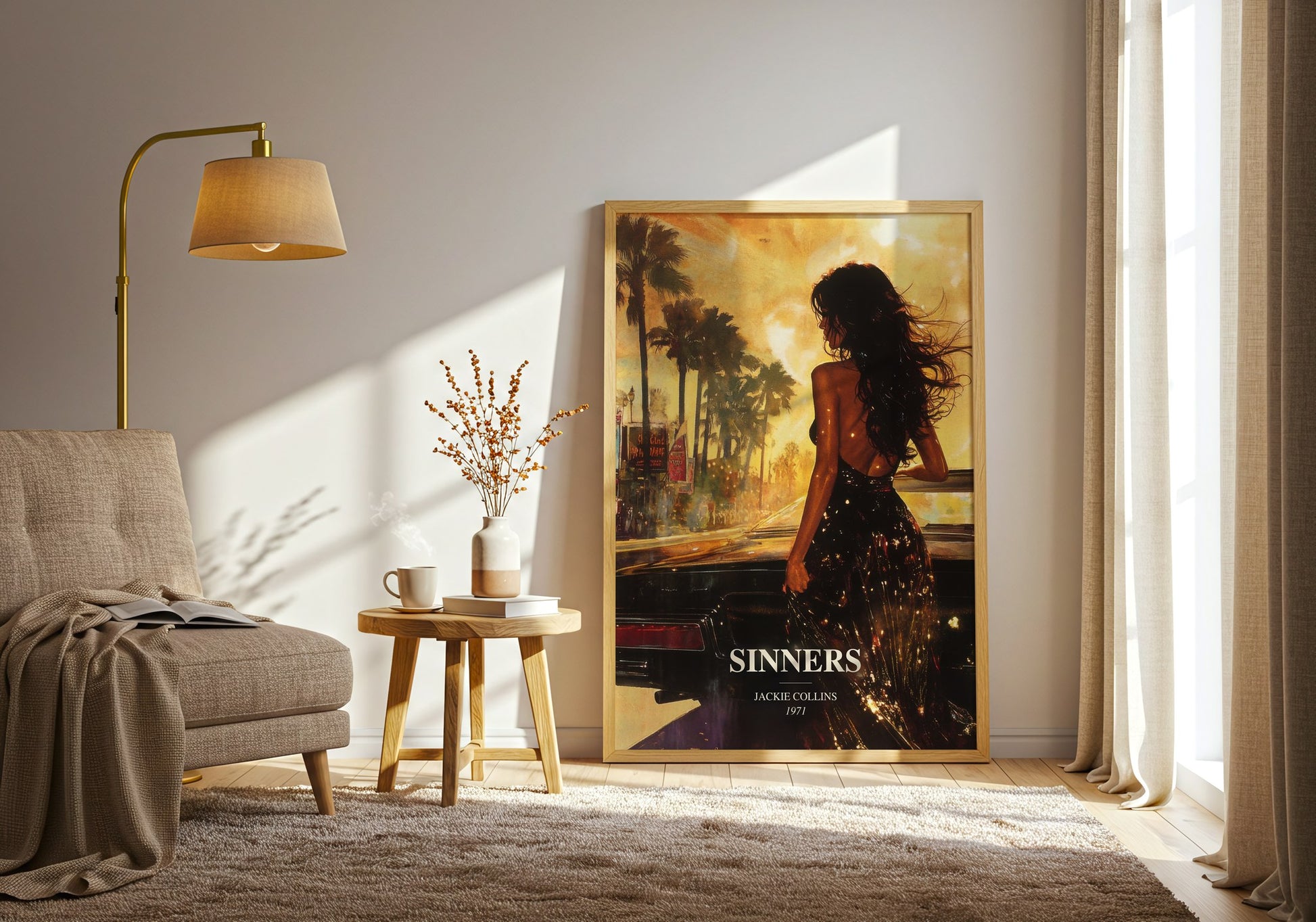 Sinners watercolour print in frame leaning in hallway – romance wall art