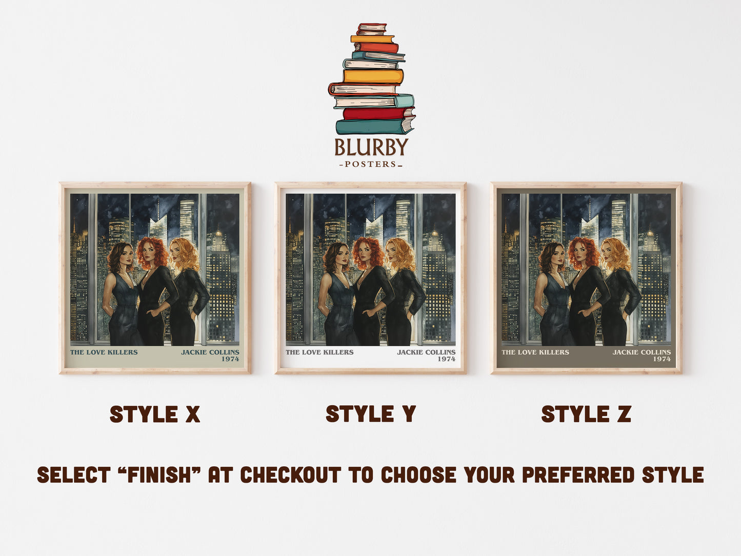 The Love Killers literary art print colour and style options – Jackie Collins book art