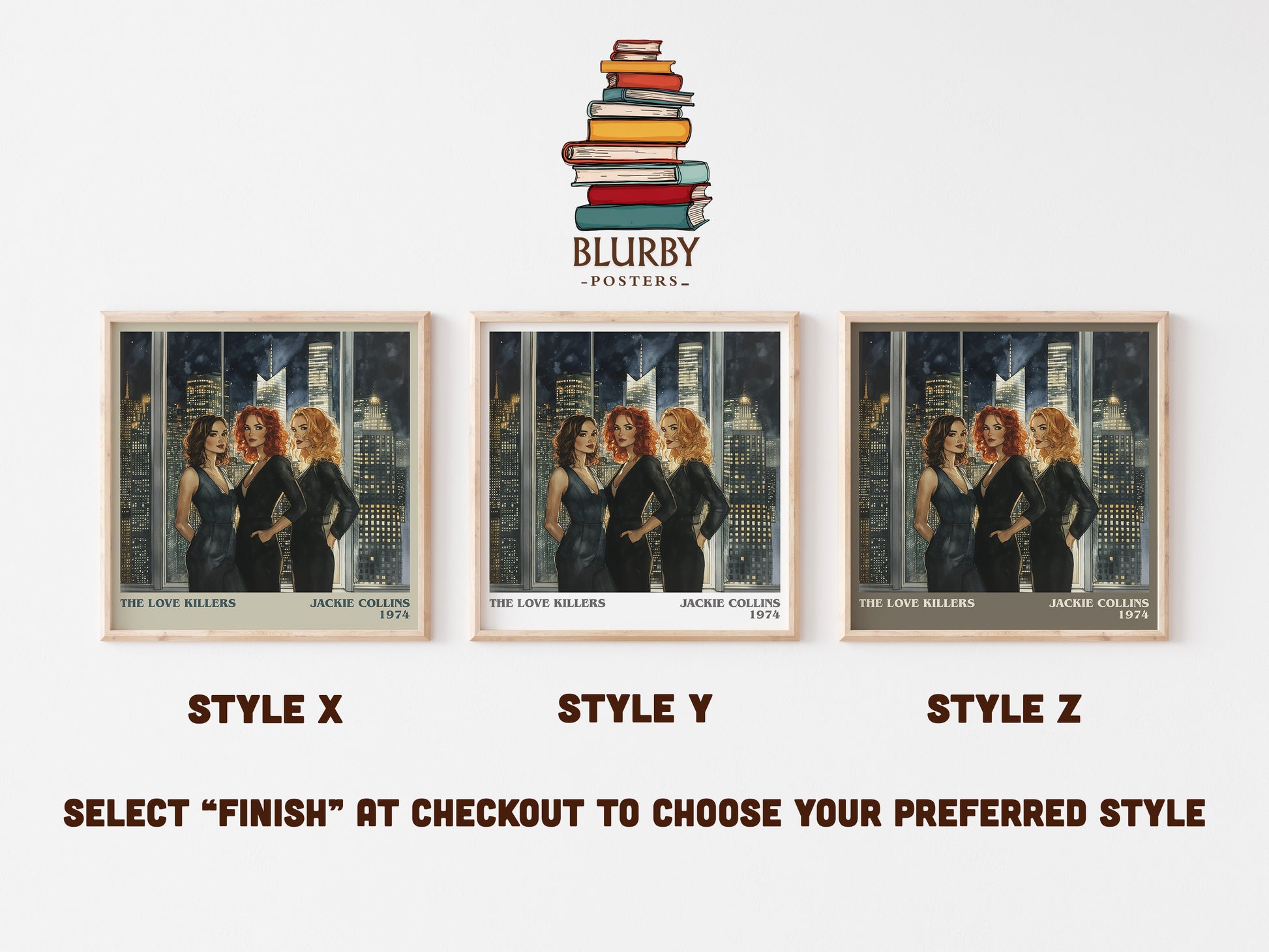 The Love Killers literary art print colour and style options – Jackie Collins book art
