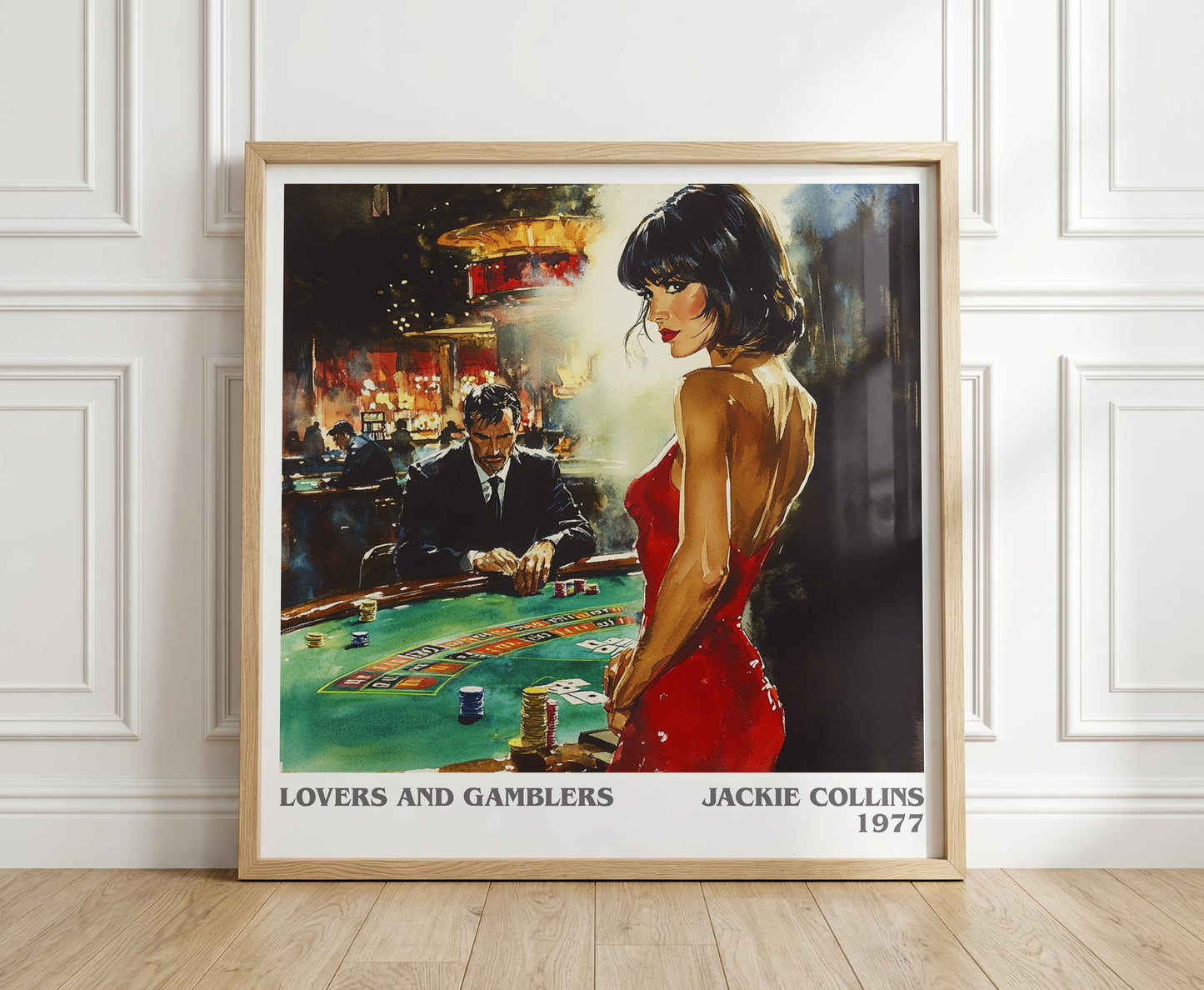 Lovers and Gamblers literary print in frame leaning in hallway – romance wall art
