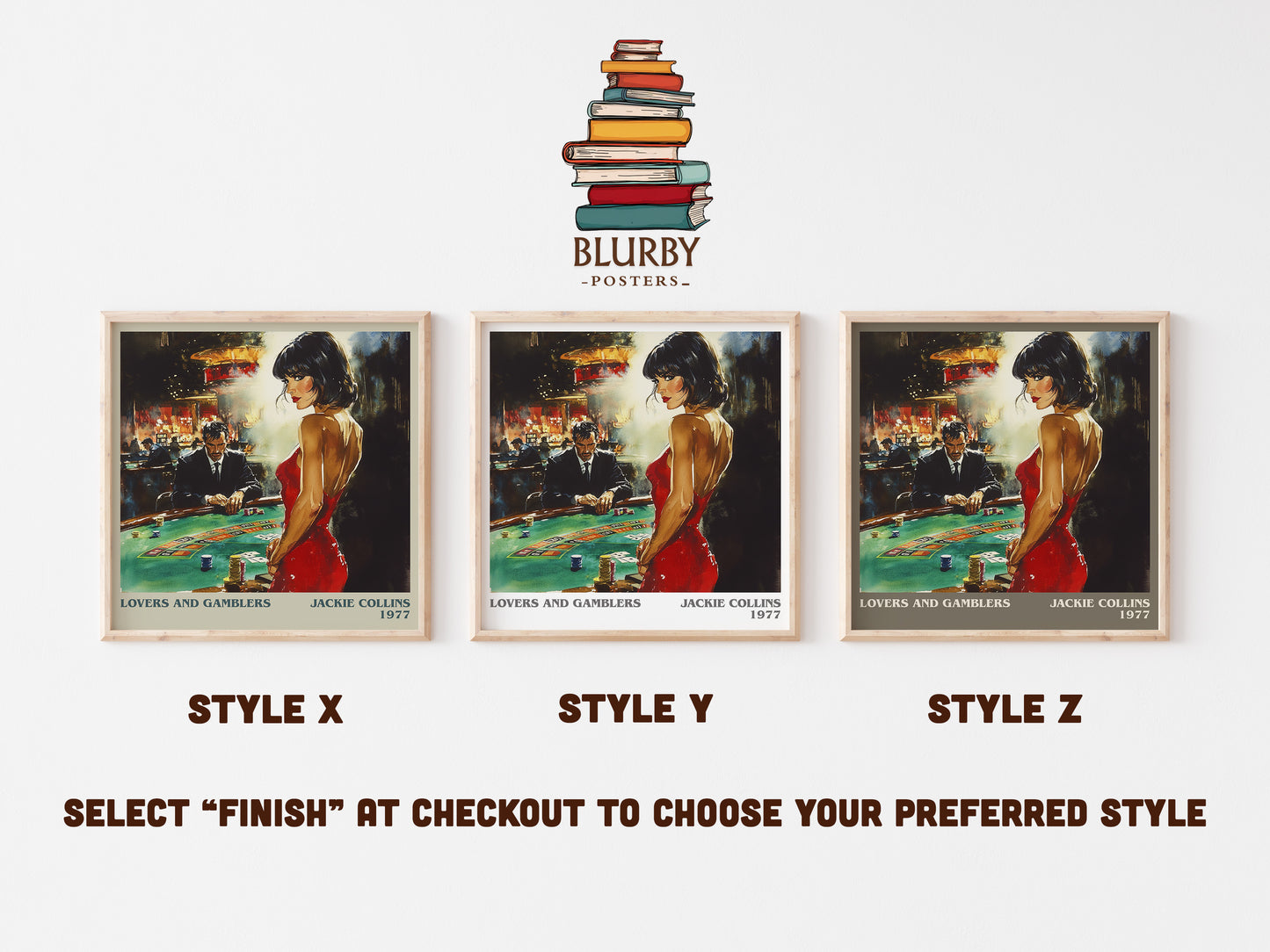 Lovers and Gamblers literary art print colour and style options – Jackie Collins book art