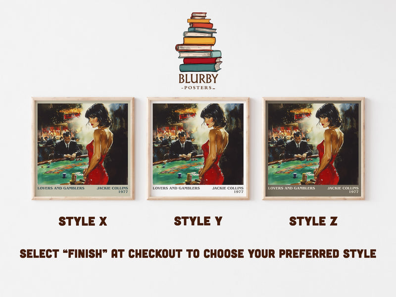 Lovers and Gamblers literary art print colour and style options – Jackie Collins book art