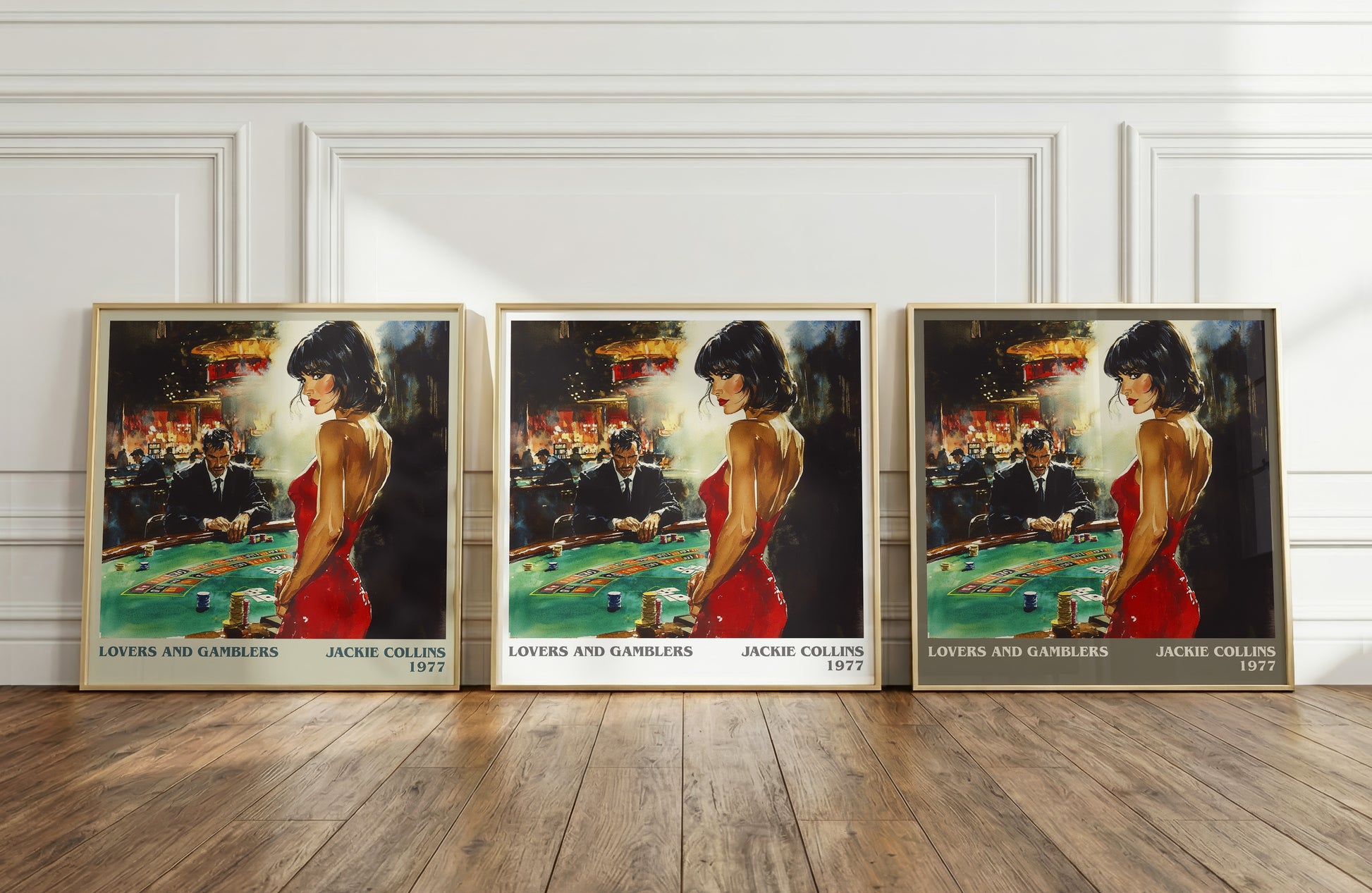 Lovers and Gamblers literary print framed by window – literary home decor
