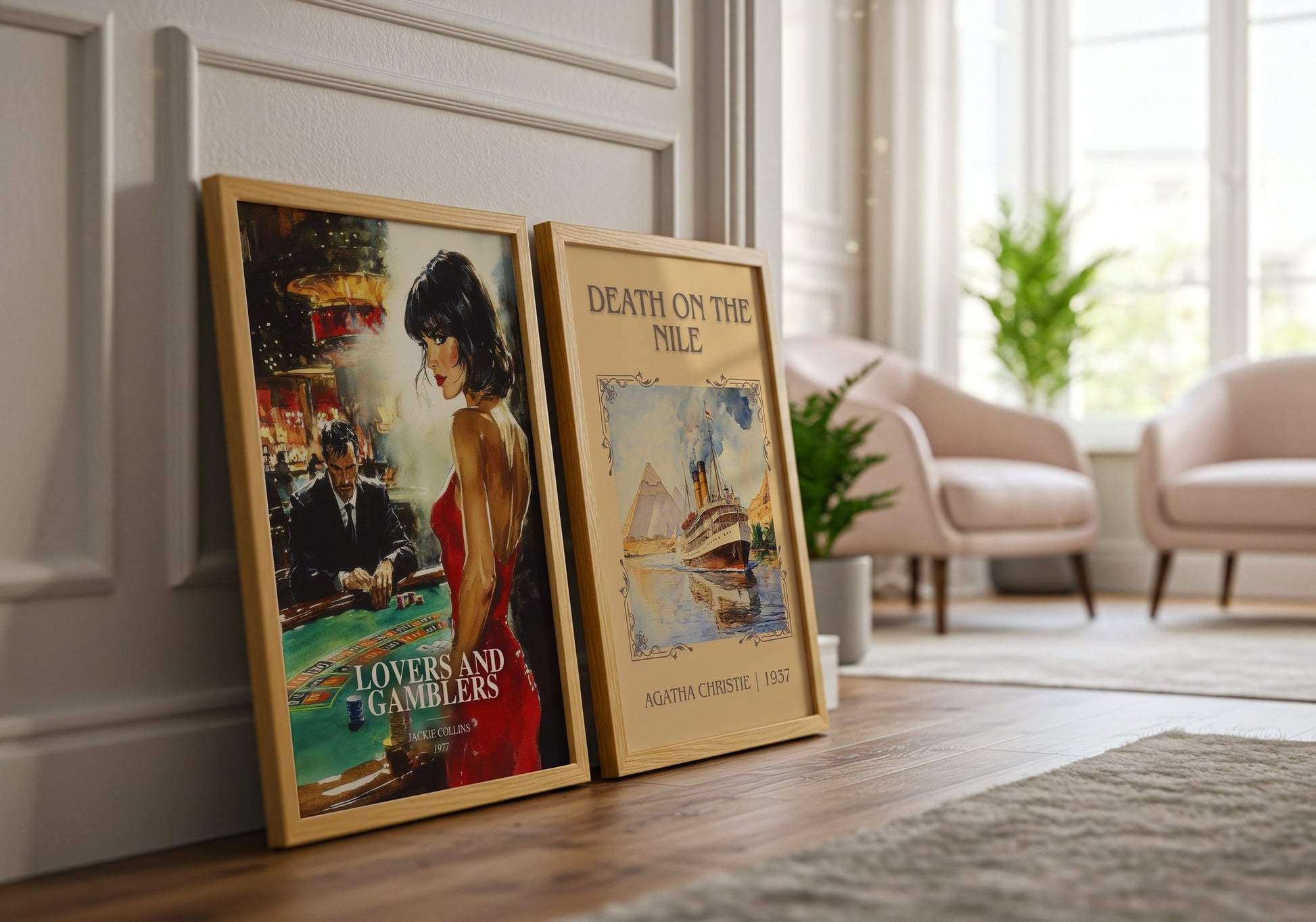 Lovers And Gamblers watercolour print framed by window – literary home decor