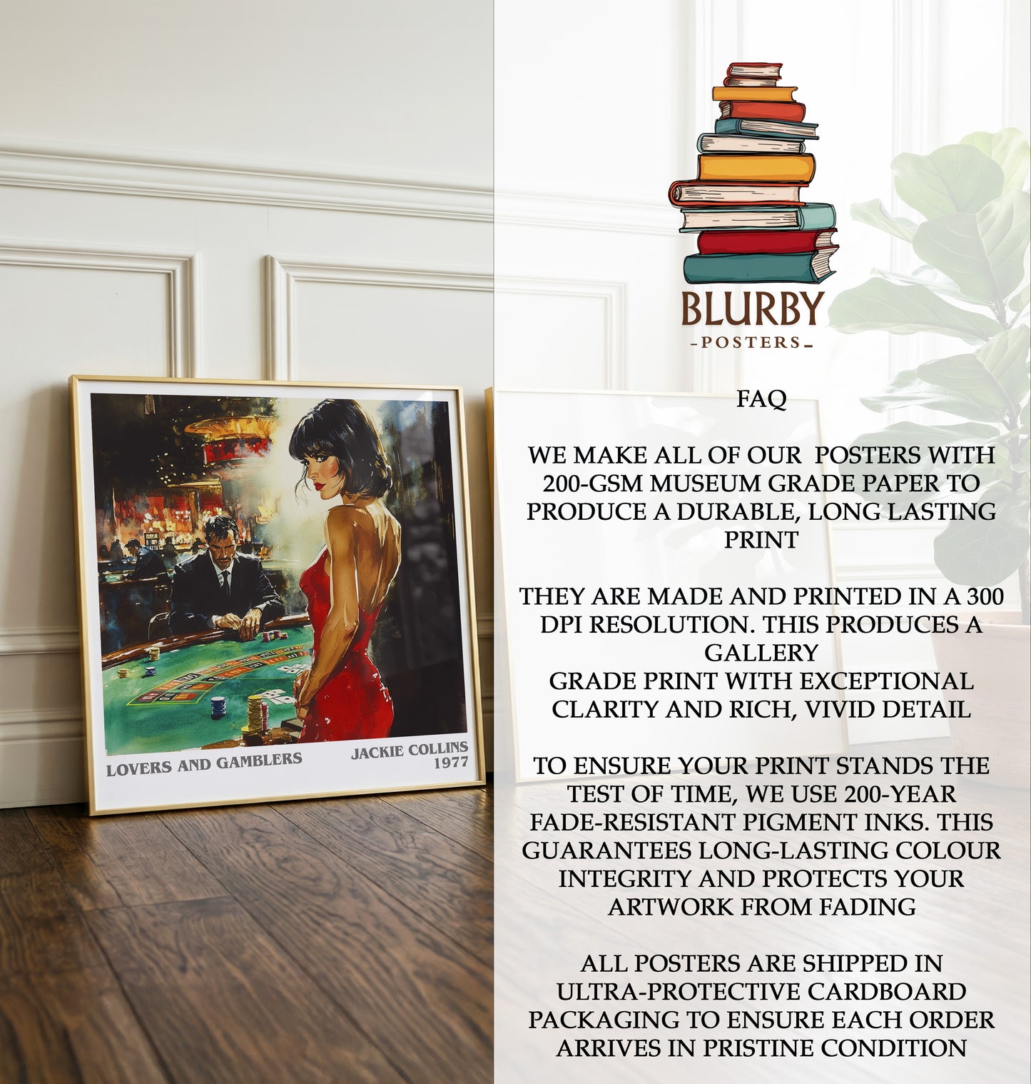 Lovers and Gamblers Literary Art Print by Jackie Collins