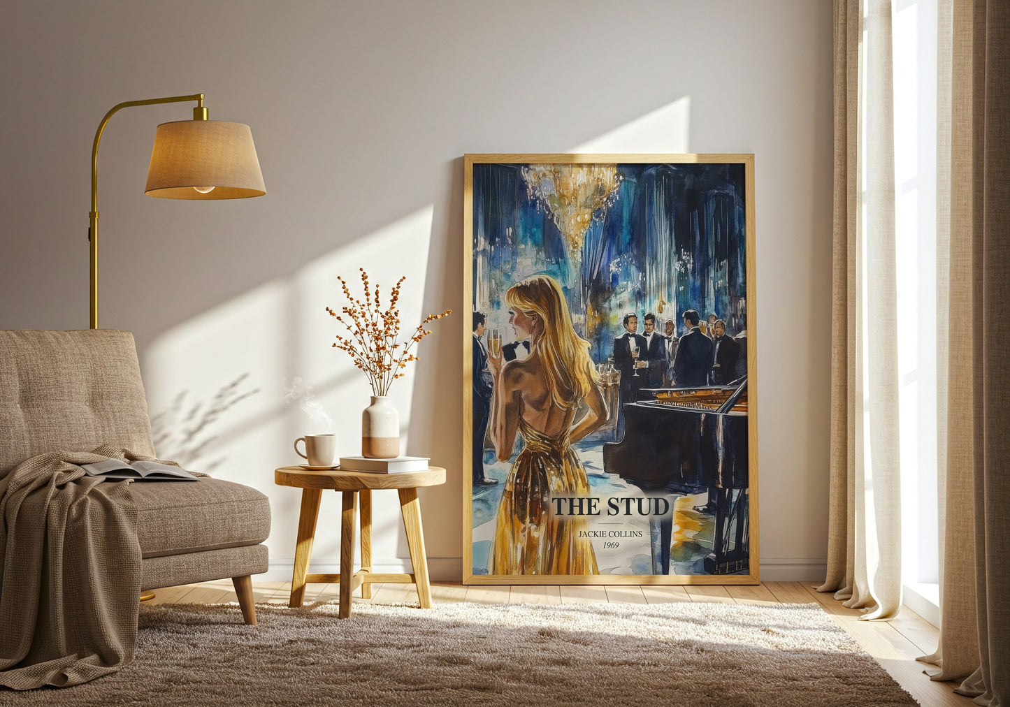 The Stud watercolour print in frame leaning in hallway – romance wall art