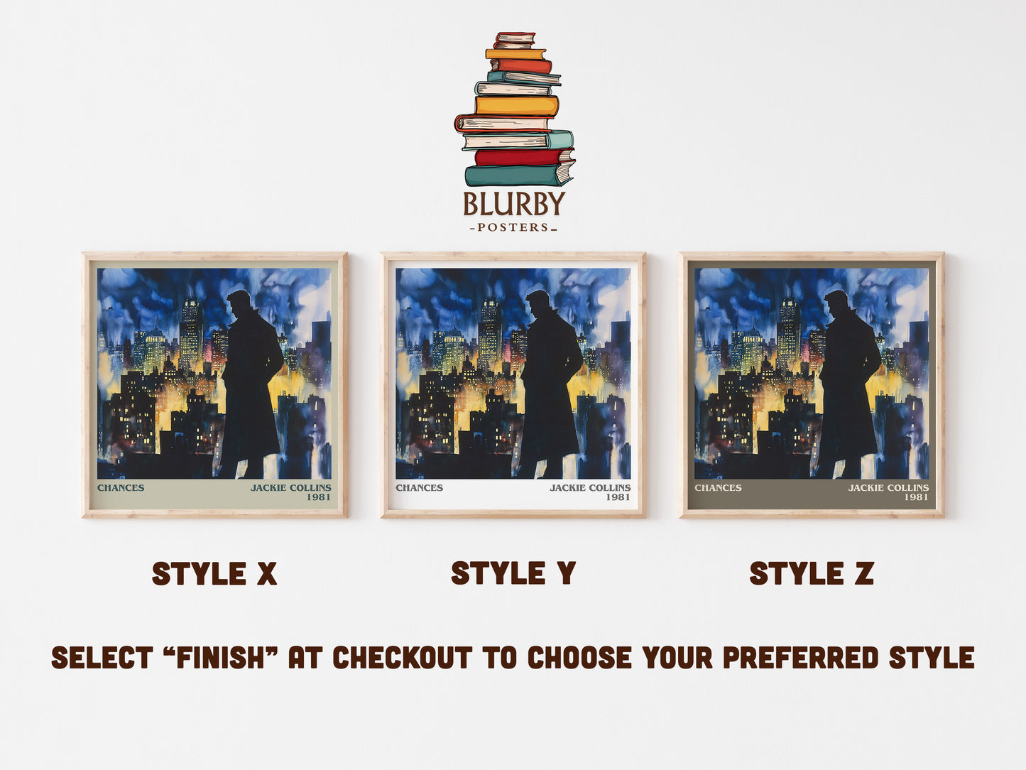 Chances literary art print colour and style options – Jackie Collins book art