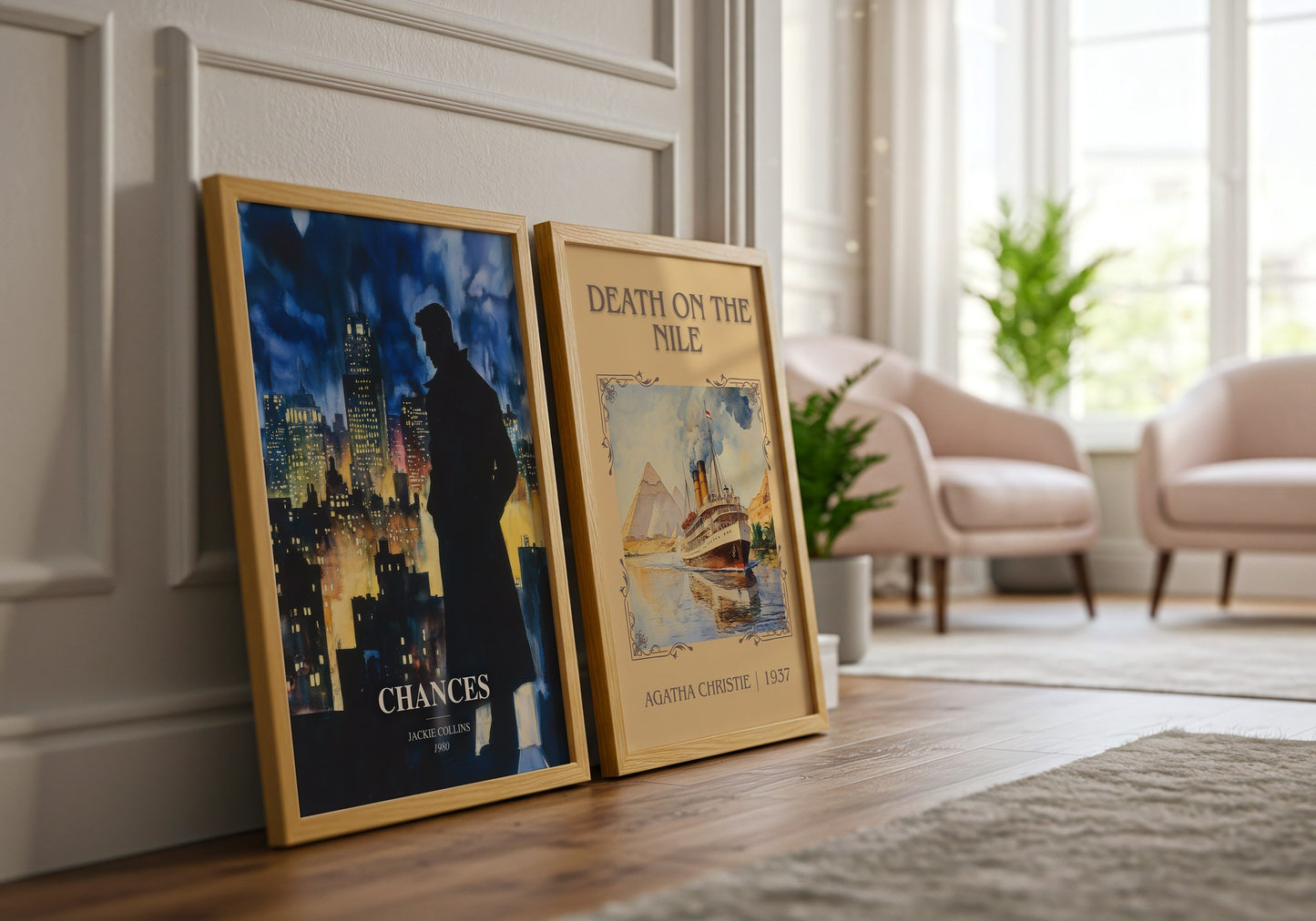Chances watercolour print framed by window – literary home decor