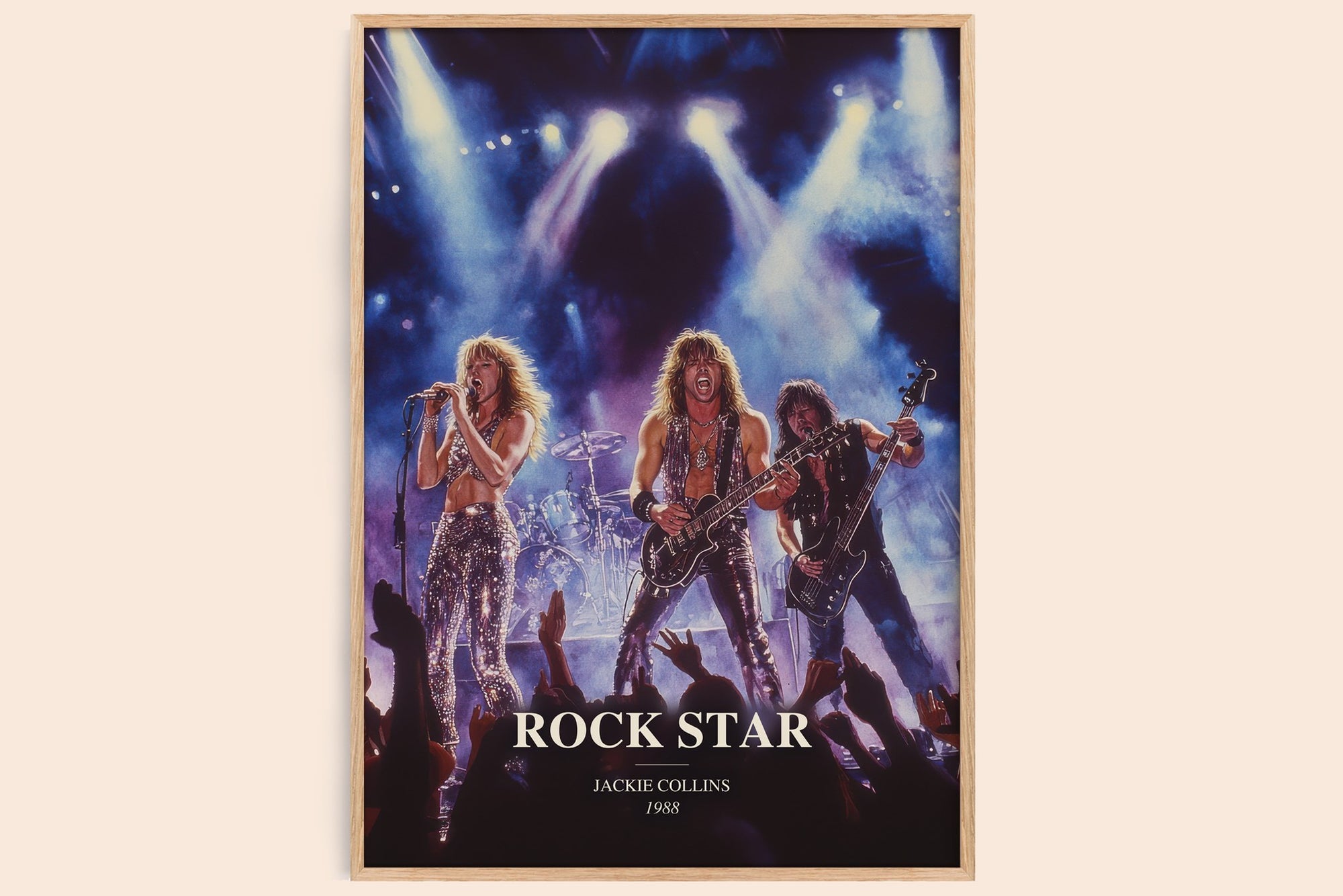 Rock Star watercolour book poster by Jackie Collins – framed literary art print