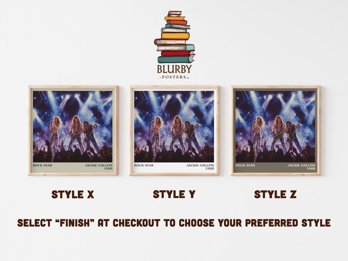 Rock Star literary art print colour and style options – Jackie Collins book art