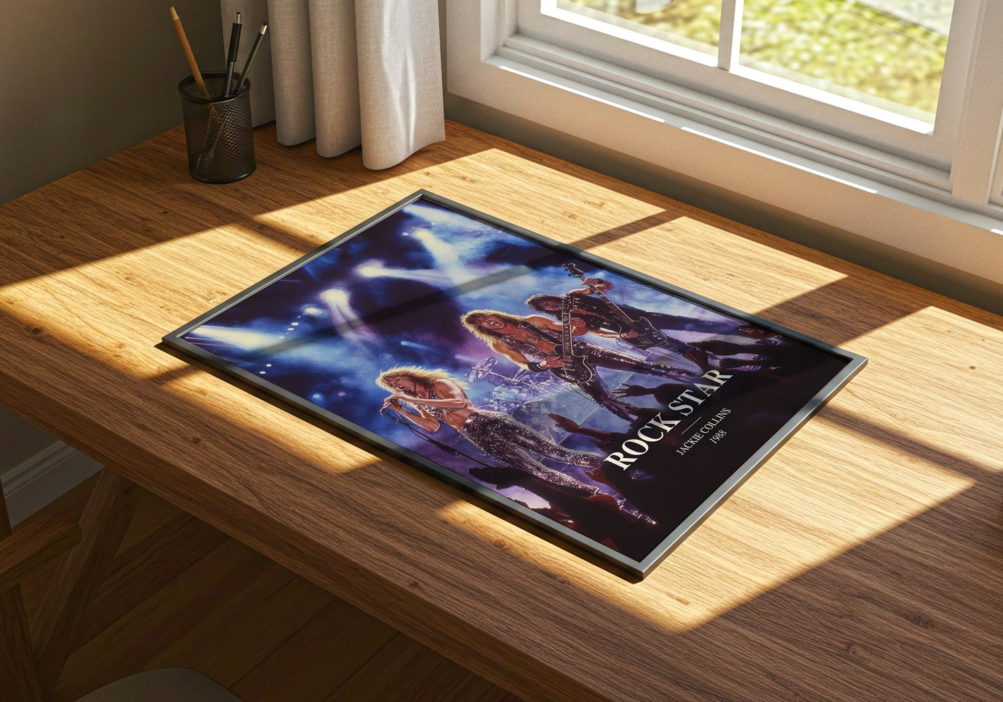 Rock Star watercolour book poster framed on wall – contemporary fiction wall art
