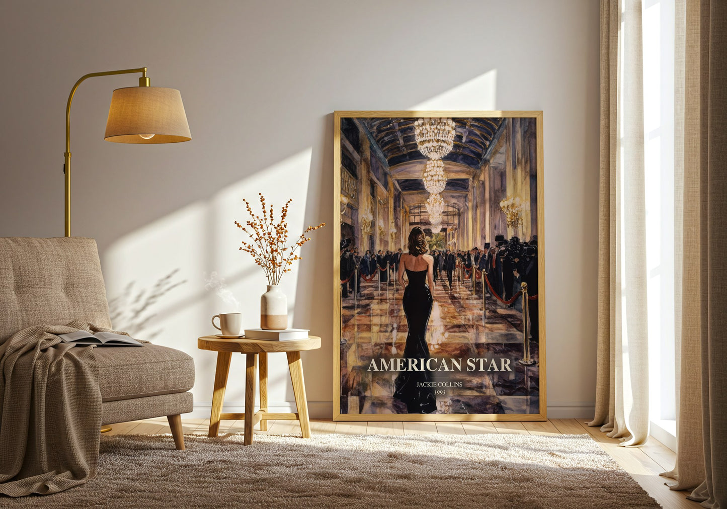 American Star watercolour print in frame leaning in hallway – romance wall art