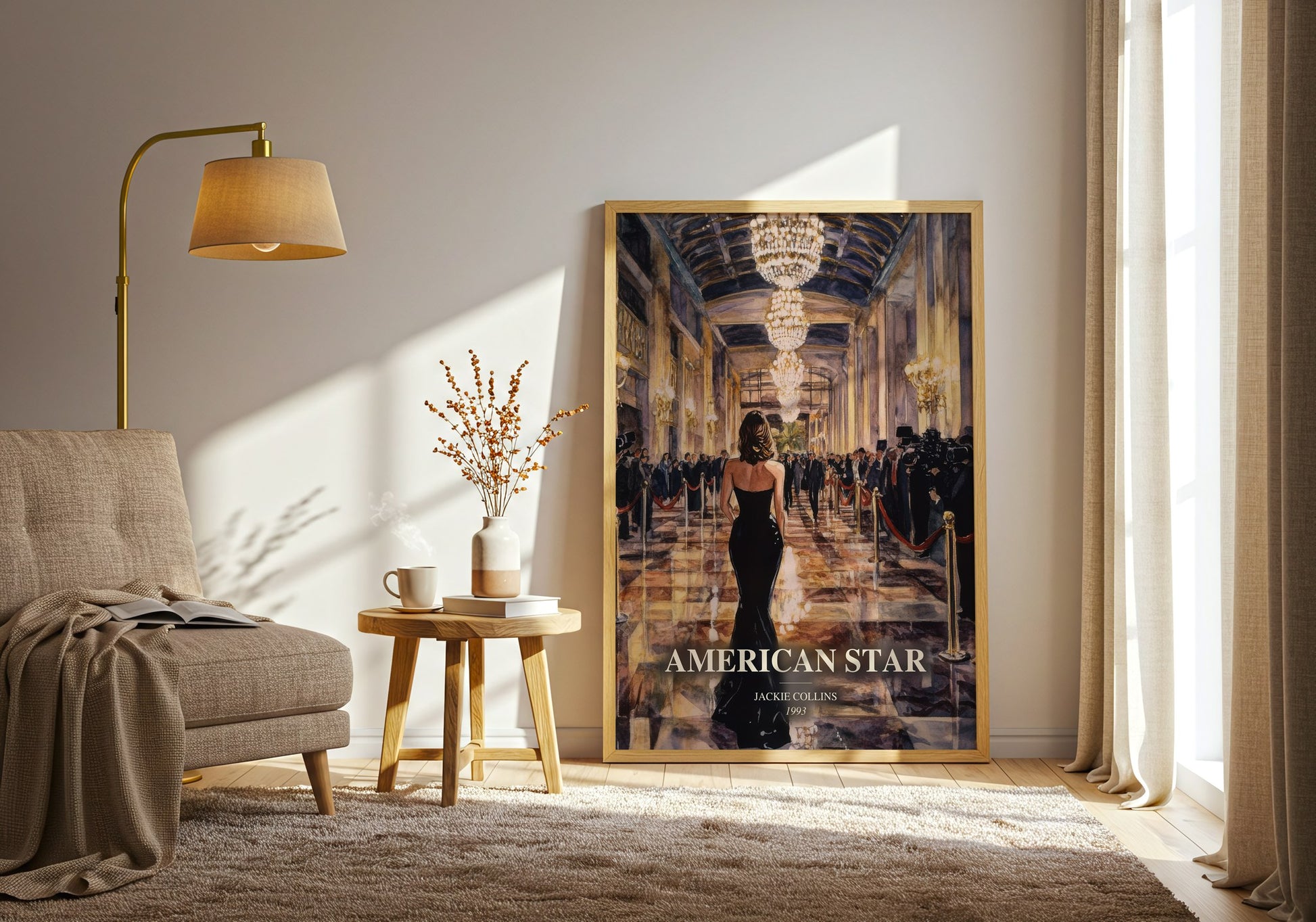 American Star watercolour print in frame leaning in hallway – romance wall art