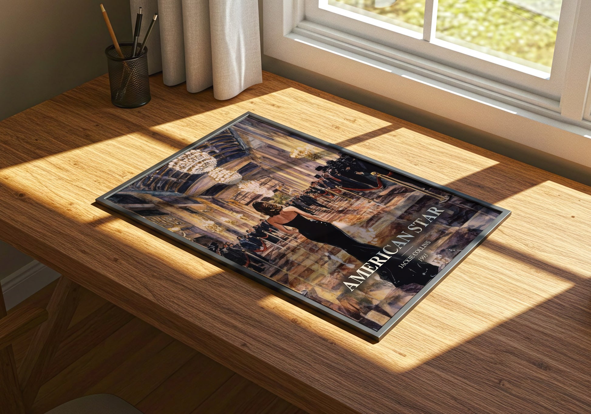 American Star watercolour book poster framed on wall – romance wall art