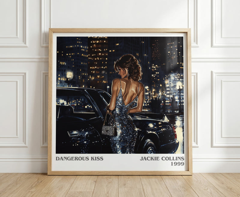 Dangerous Kiss literary print in frame leaning in hallway – romance wall art