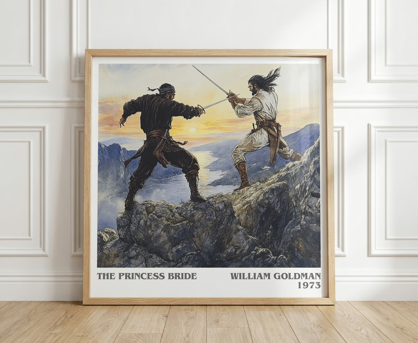 The Princess Bride literary print in frame leaning in hallway – adventure wall art