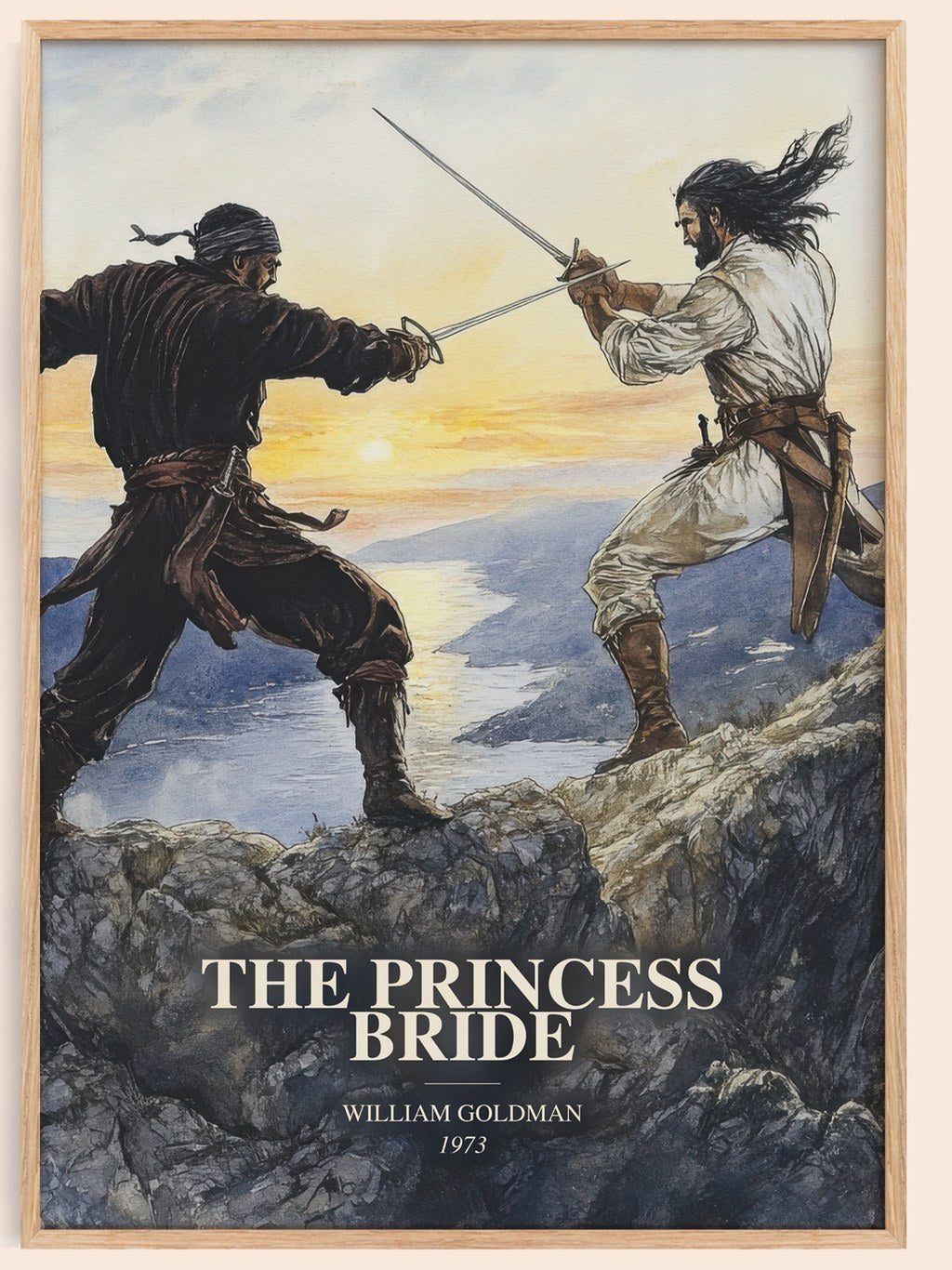 The Princess Bride watercolour book poster by William Goldman – framed literary art print