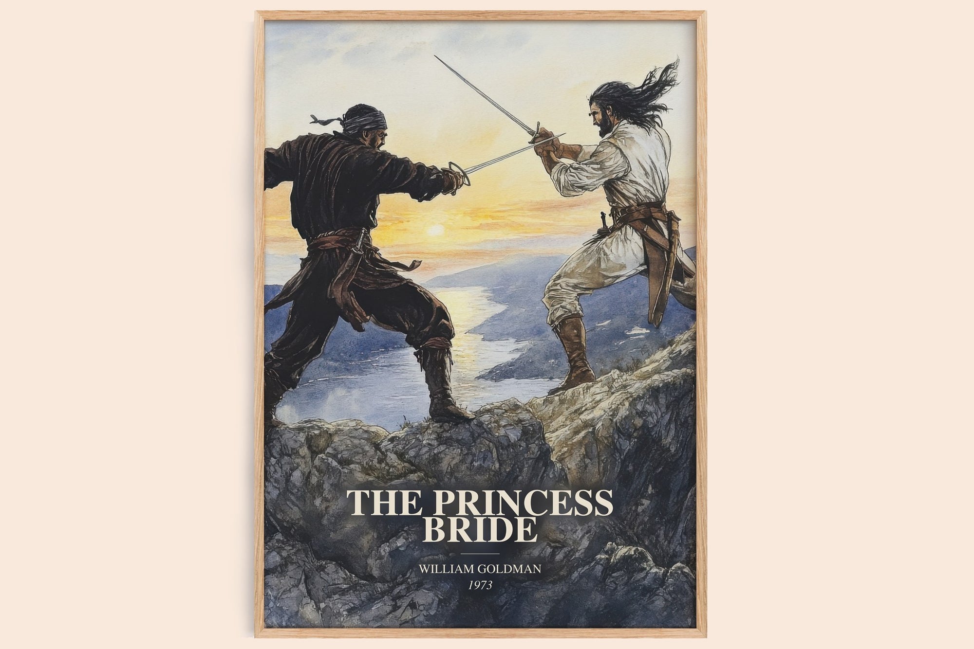 The Princess Bride watercolour book poster by William Goldman – framed literary art print