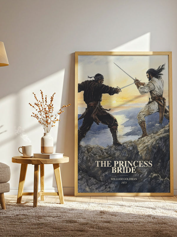 The Princess Bride watercolour print in frame leaning in hallway – fantasy wall art