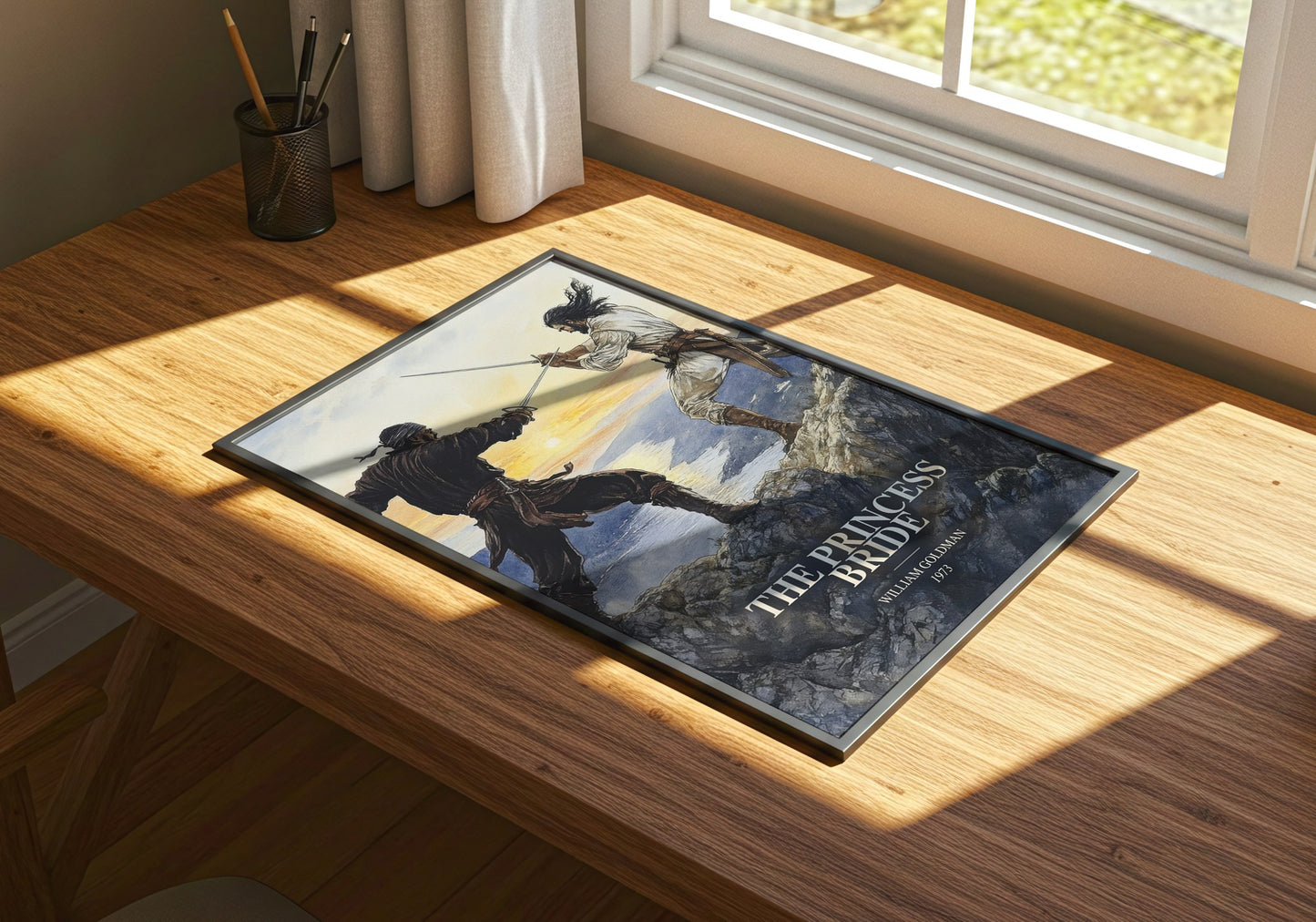 The Princess Bride watercolour book poster framed on wall – fantasy wall art