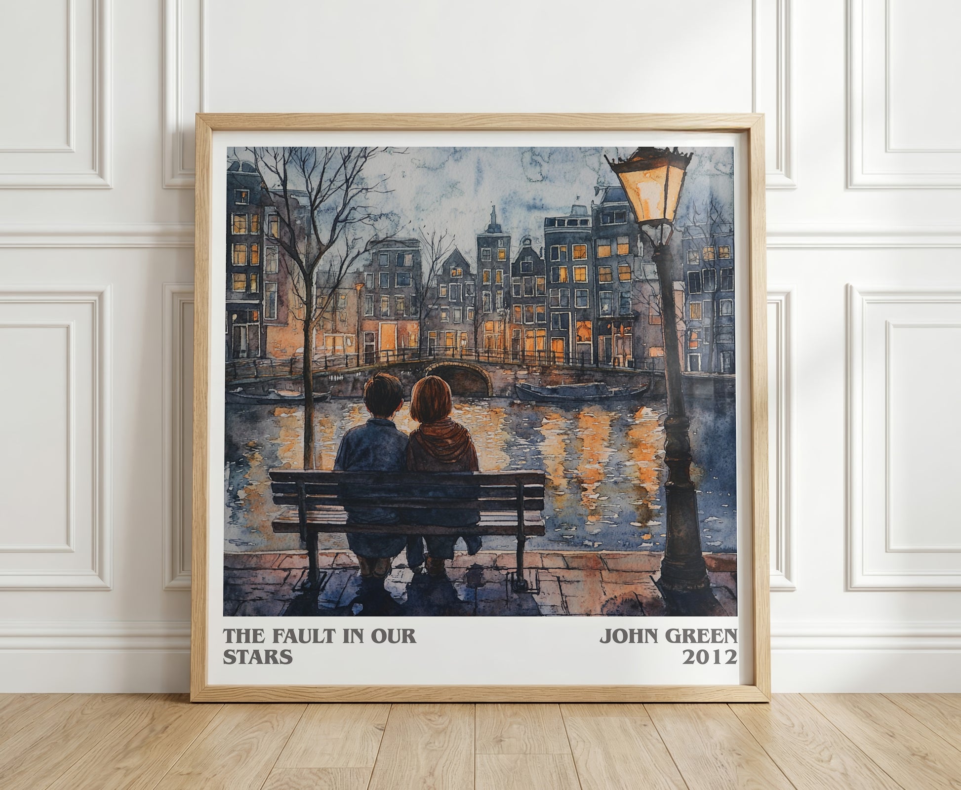 The Fault in Our Stars literary print in frame leaning in hallway – young adult wall art