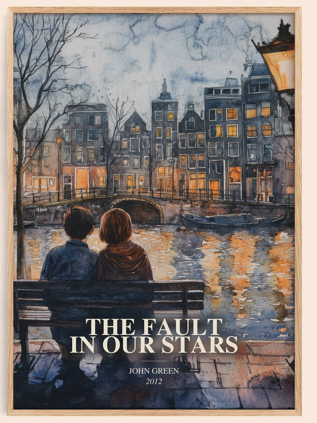 The Fault In Our Stars watercolour book poster by John Green – framed literary art print