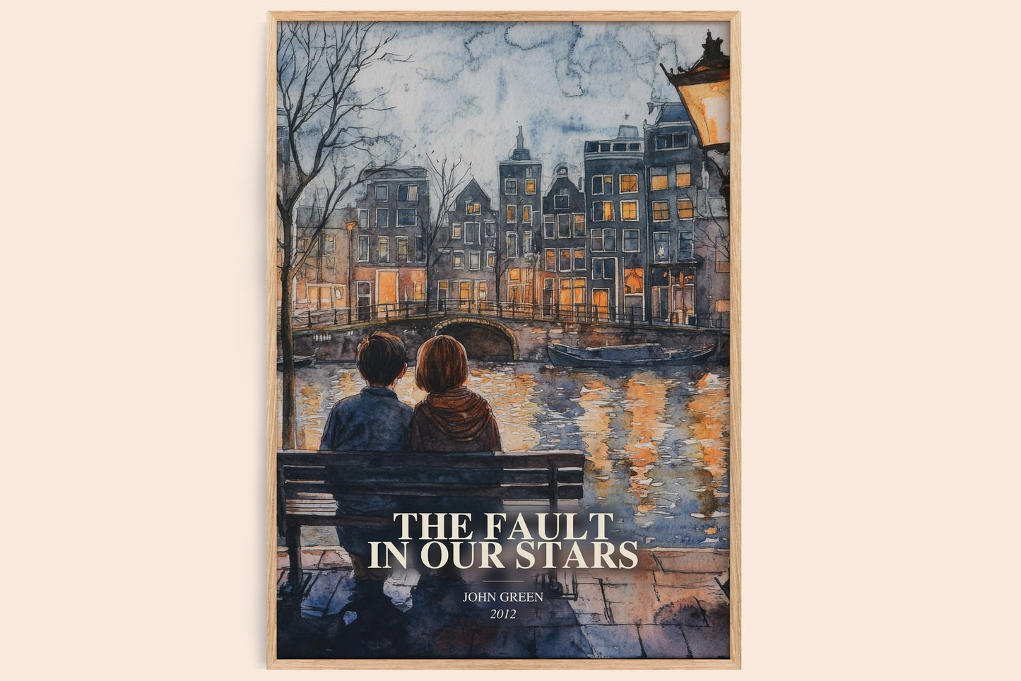 The Fault In Our Stars watercolour book poster by John Green – framed literary art print