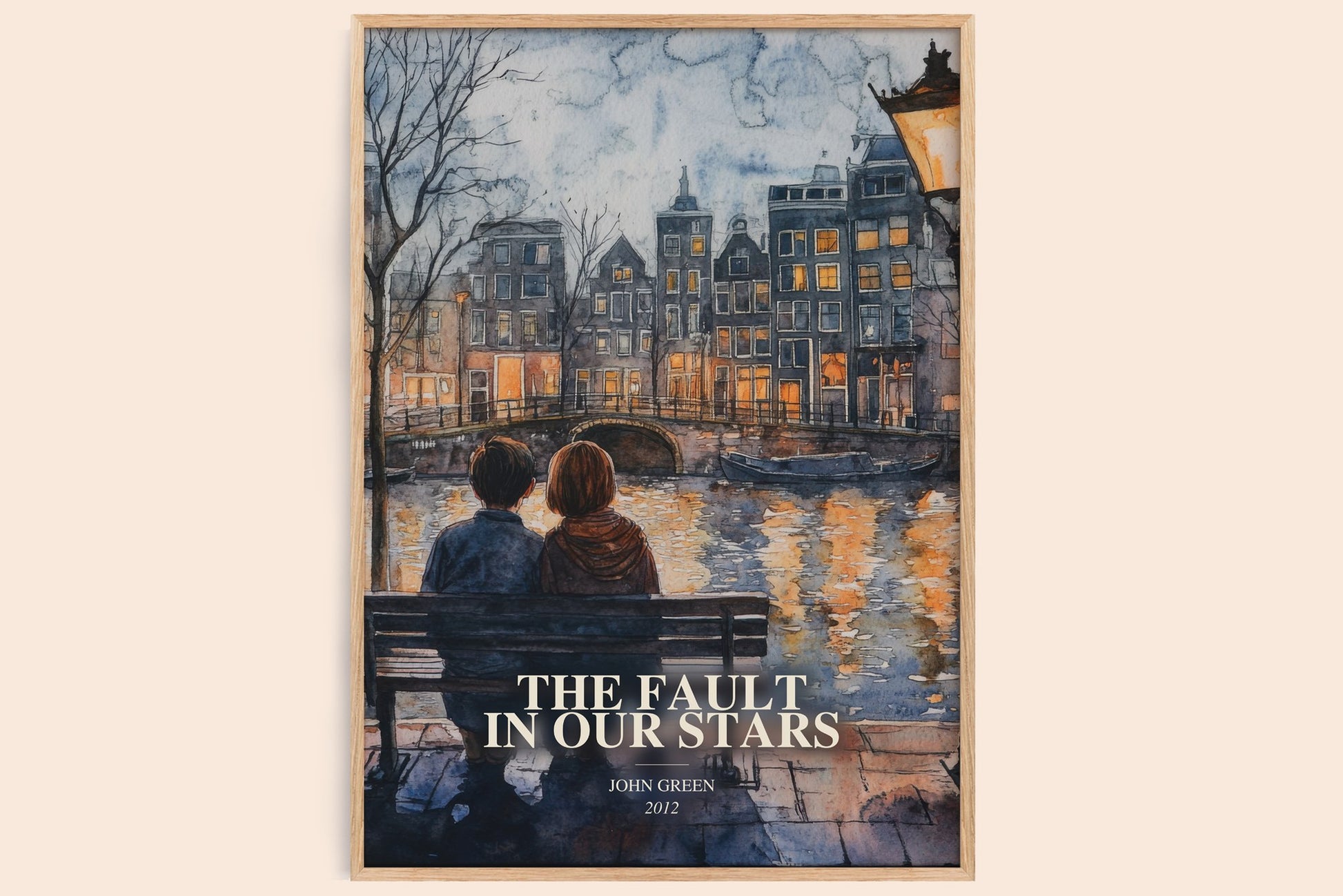 The Fault In Our Stars watercolour book poster by John Green – framed literary art print