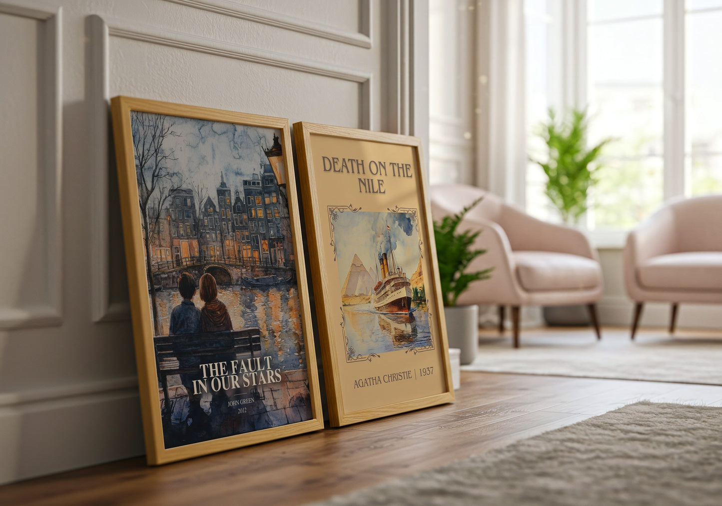 The Fault In Our Stars watercolour print framed by window – literary home decor