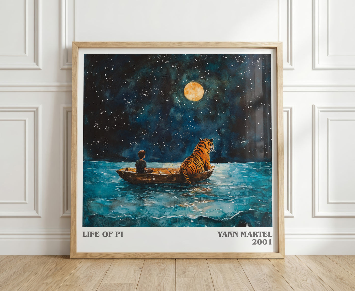 Life of Pi literary print in frame leaning in hallway – literary fiction wall art