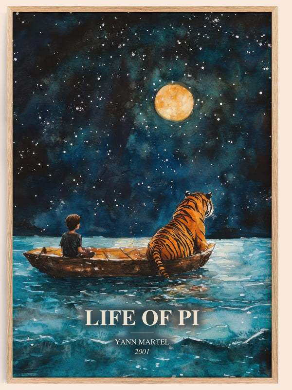 Life Of Pi watercolour book poster by Yann Martel – framed literary art print
