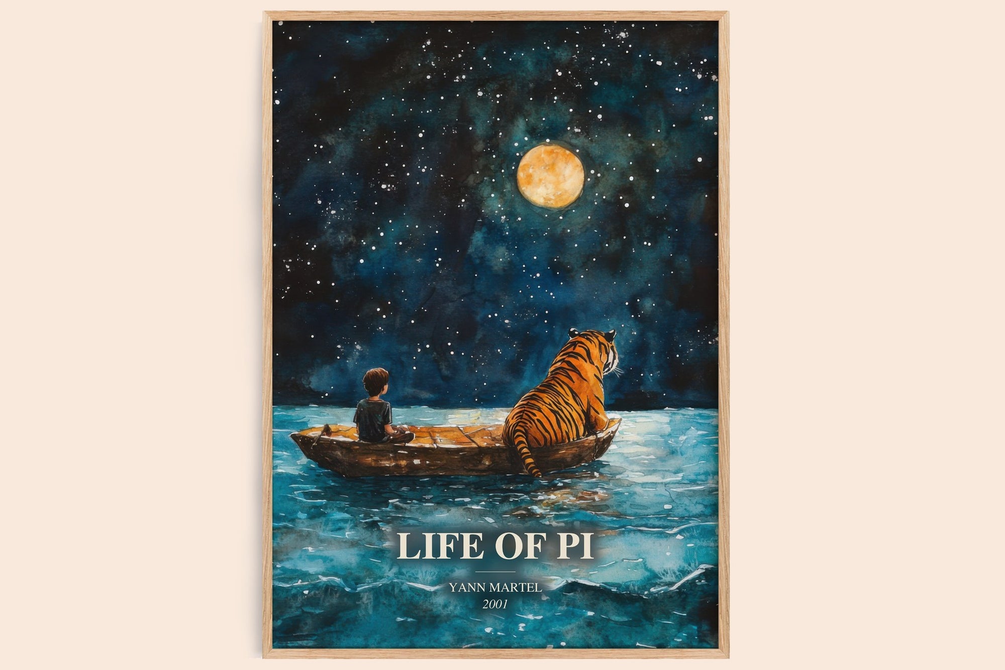 Life Of Pi watercolour book poster by Yann Martel – framed literary art print