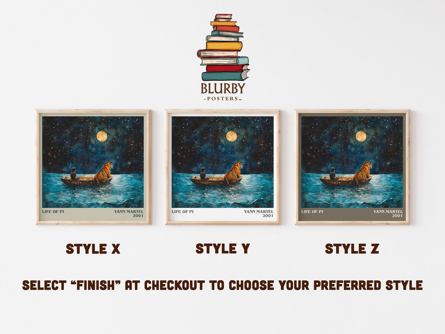 Life of Pi literary art print colour and style options – Yann Martel book art