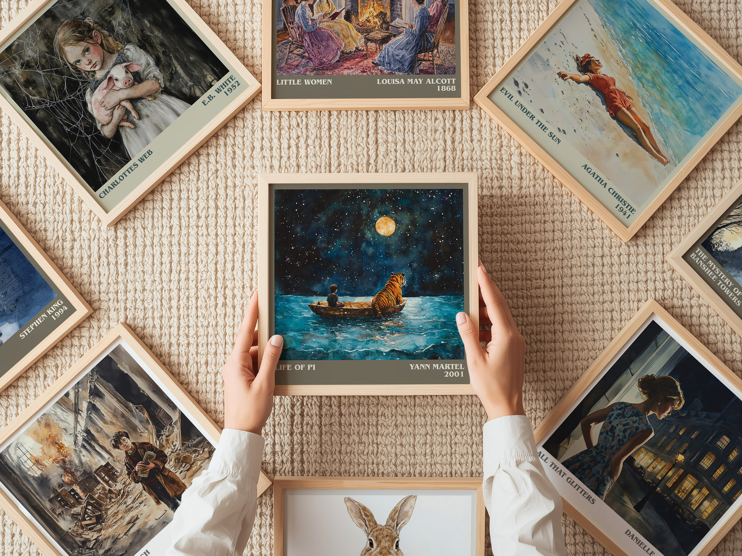 Life of Pi literary print on bookshelf – Yann Martel fan gift