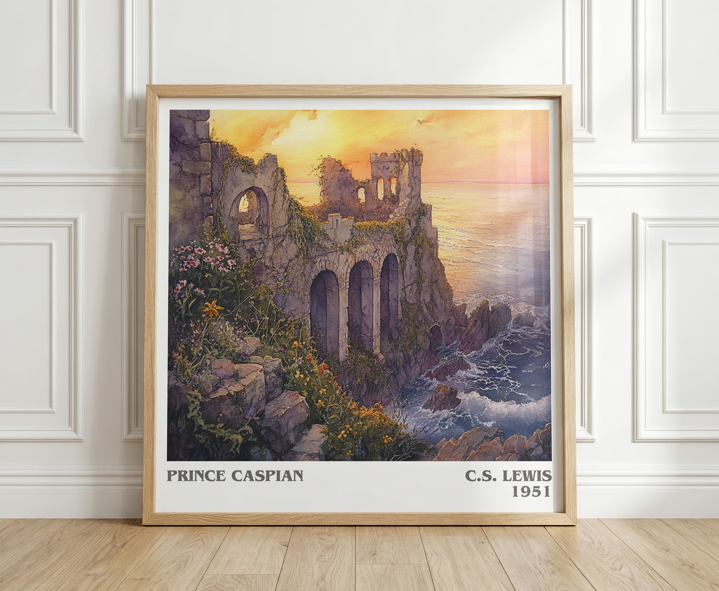 Prince Caspian literary print in frame leaning in hallway – childrens wall art