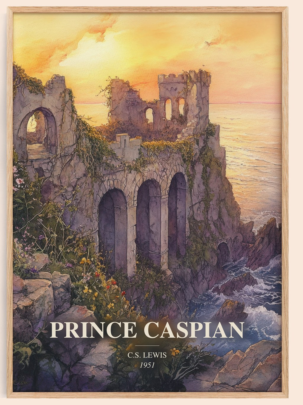 Prince Caspian watercolour book poster by C.S. Lewis – framed literary art print