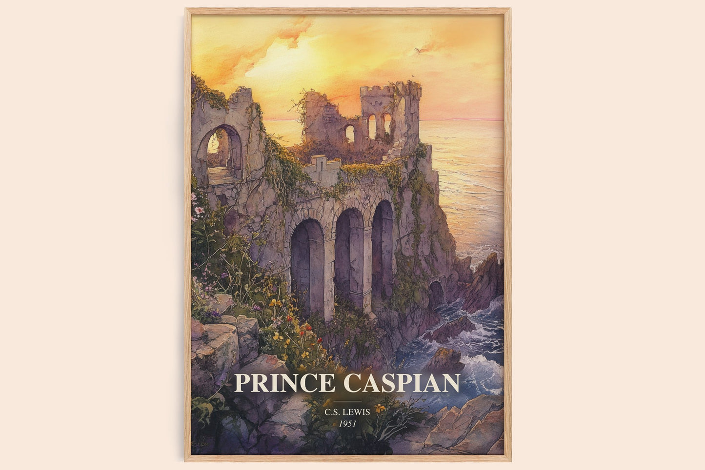 Prince Caspian watercolour book poster by C.S. Lewis – framed literary art print