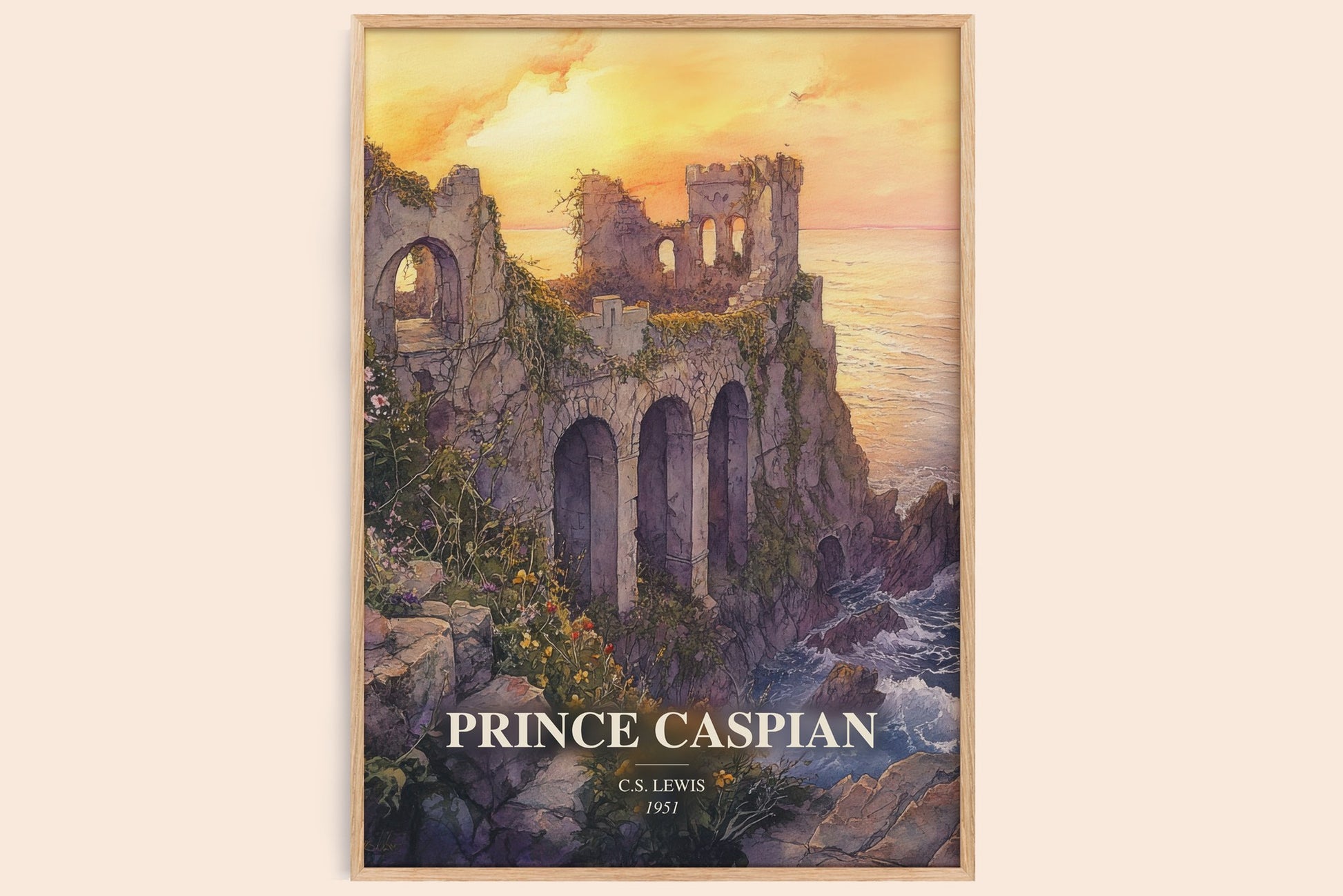 Prince Caspian watercolour book poster by C.S. Lewis – framed literary art print