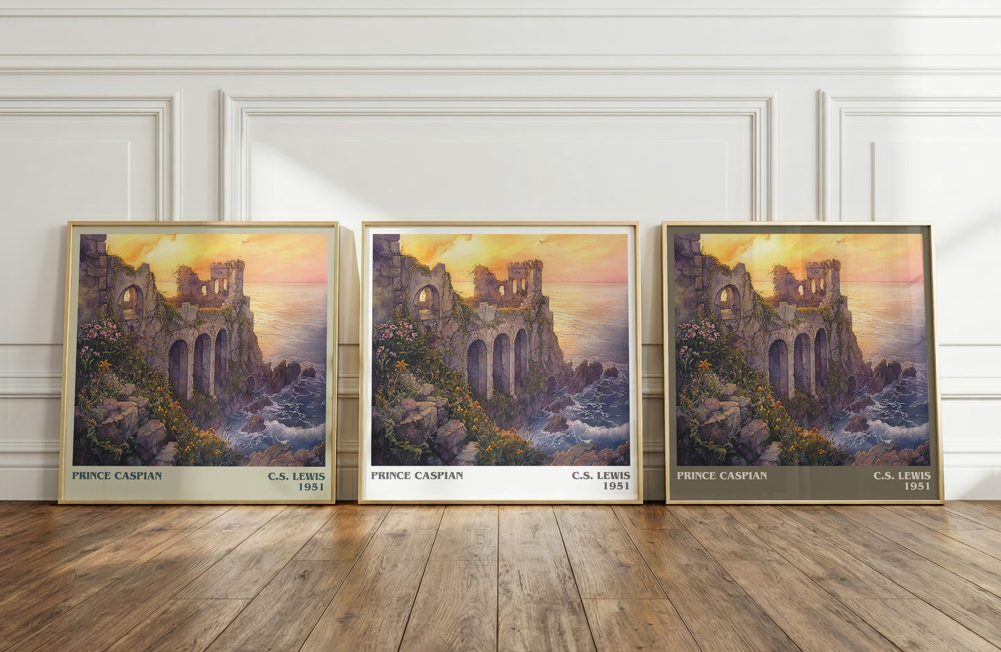 Prince Caspian literary print framed by window – literary home decor