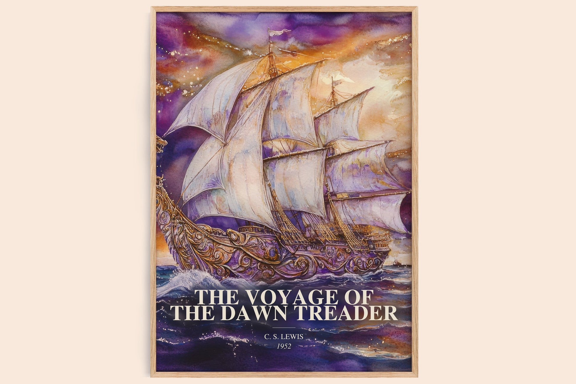The Voyage Of The Dawn Treader watercolour book poster by C. S. Lewis – framed literary art print